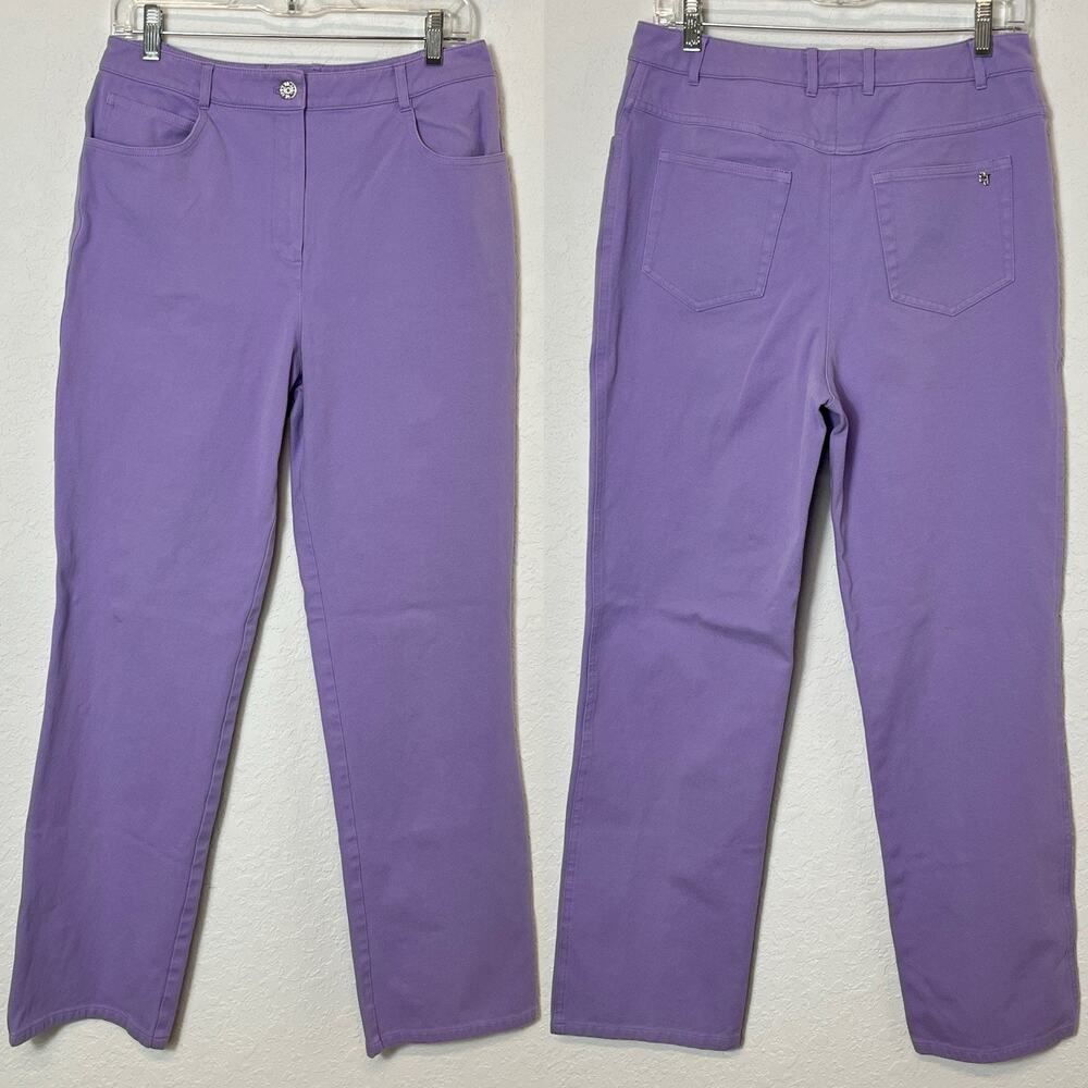 St. John Sport Lavender Denim Pants, size US 8, Cotton blend, Breathable, casual